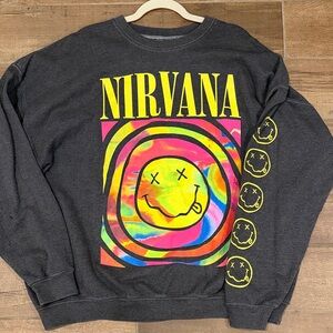 NIRVANA grey Sweater with Colorful Graphic